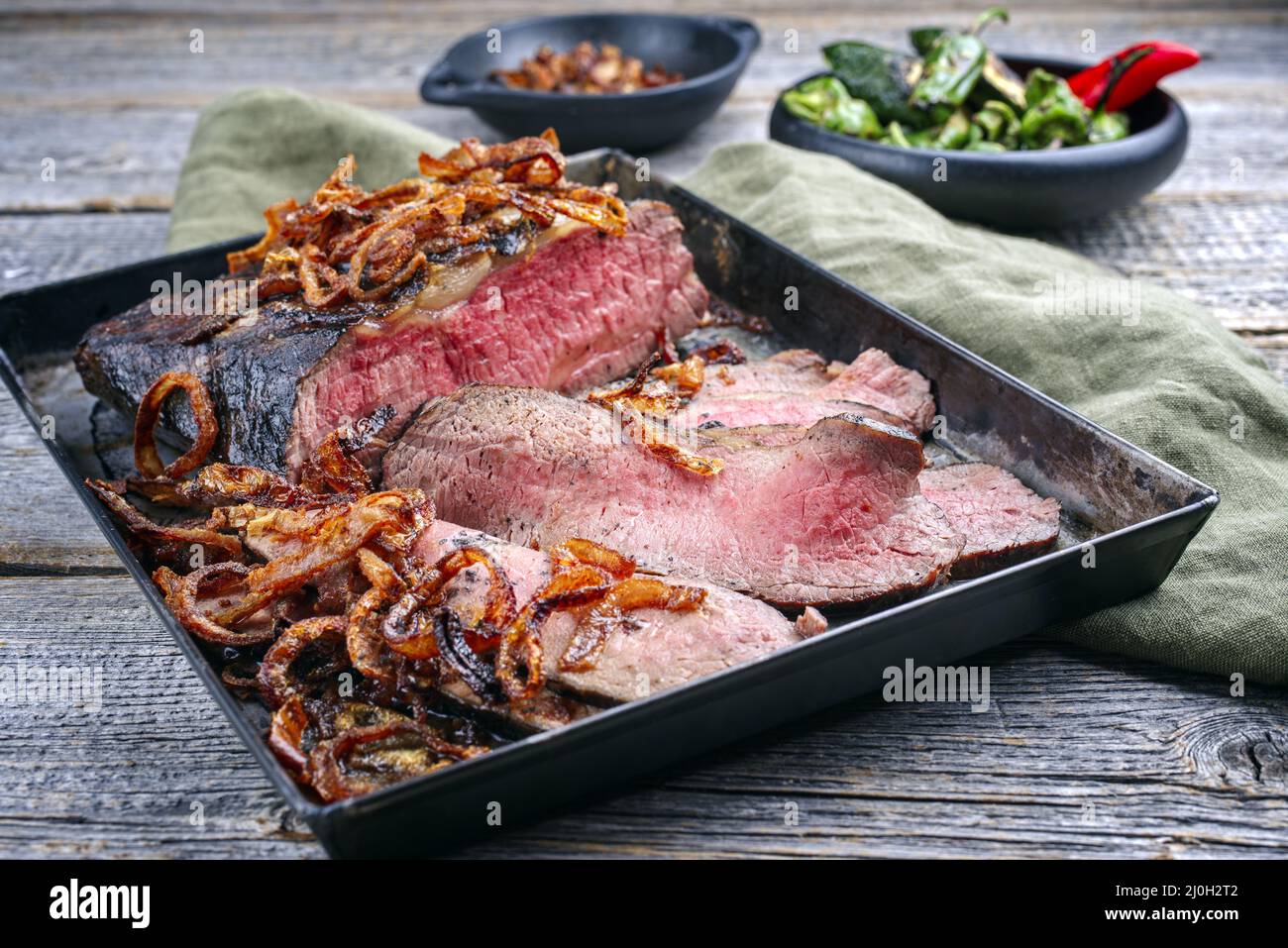 Traditional Commonwealth Sunday roast with sliced cold cuts roast beef