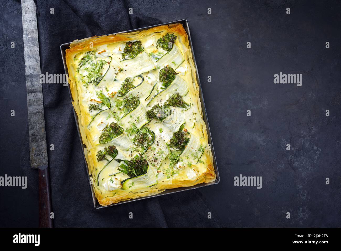 Tart crust pie phyllo filo yufka pastry dough layered with zucchini