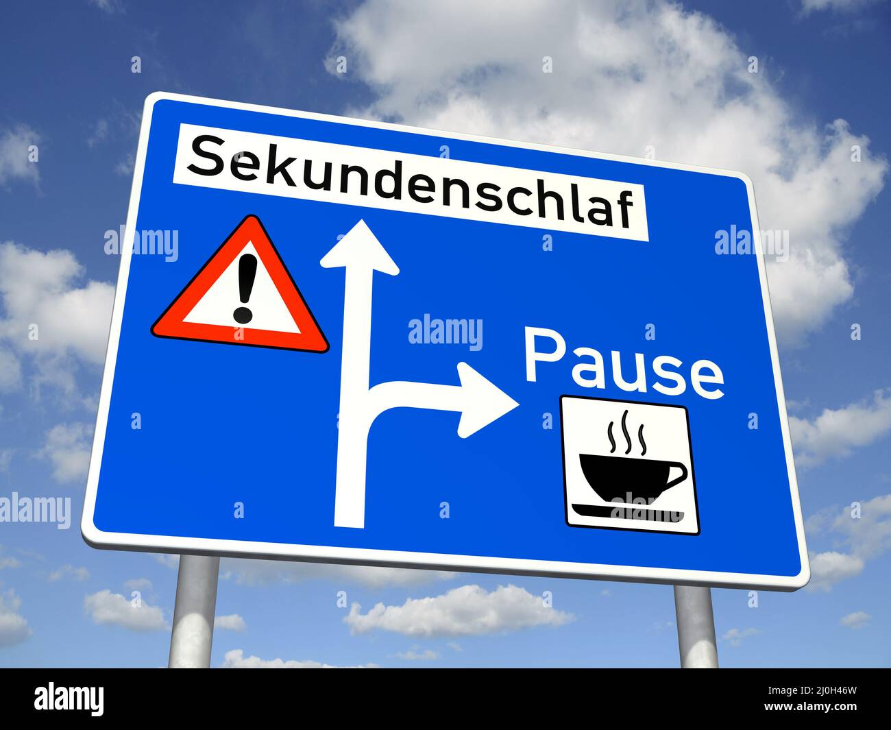 Information sign: Microsleep 8in German: Sekundenschlaf) Stock Photo