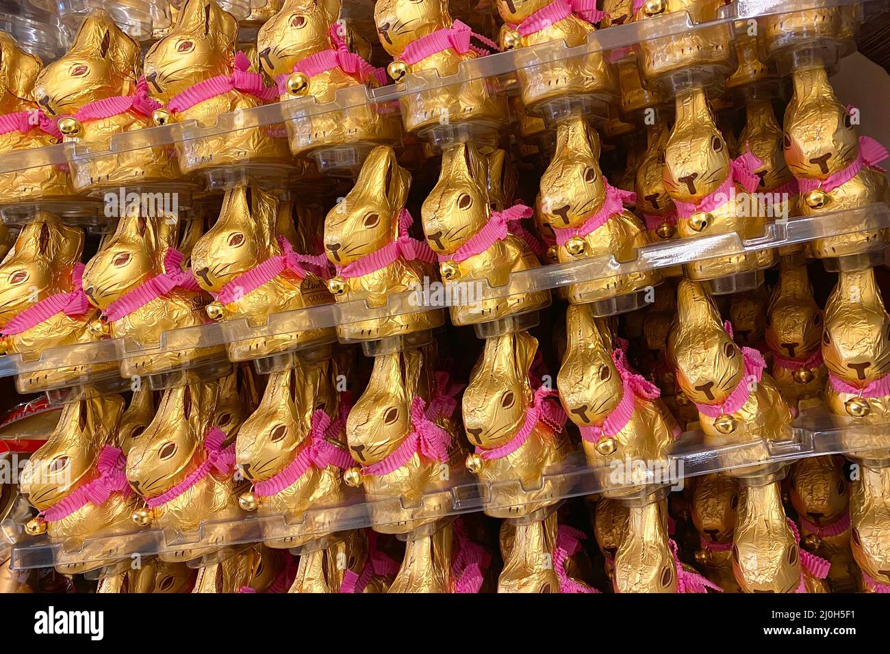 Munich, Deutschland. 19th Mar, 2022. Lindt Easter bunnies in a supermarket, chocolate, chocolate bunny, Easter, chocolate bunnies. Easter 2022. Â Credit: dpa/Alamy Live News Stock Photo
