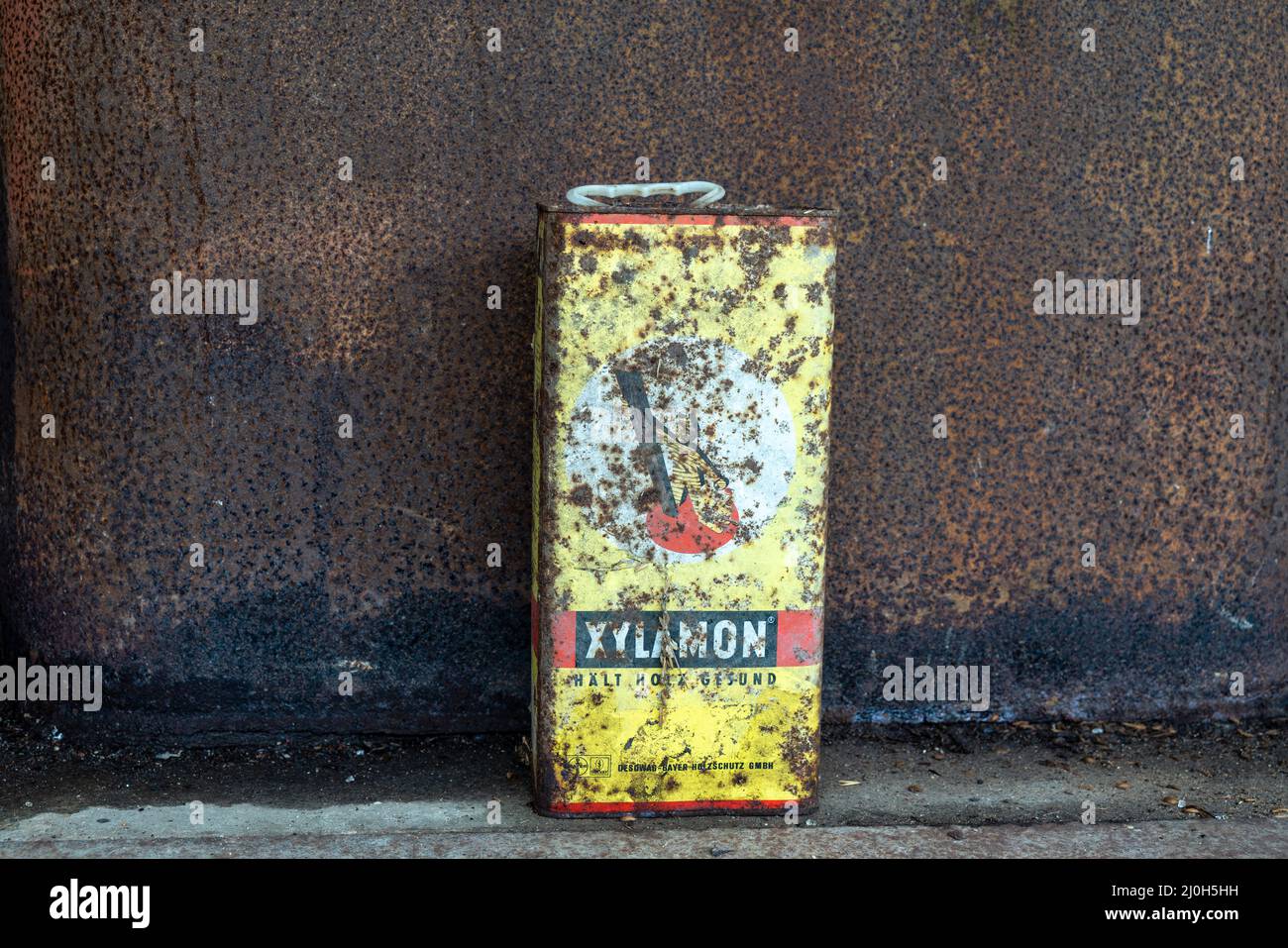 Container with toxic wood preservative Stock Photo Alamy