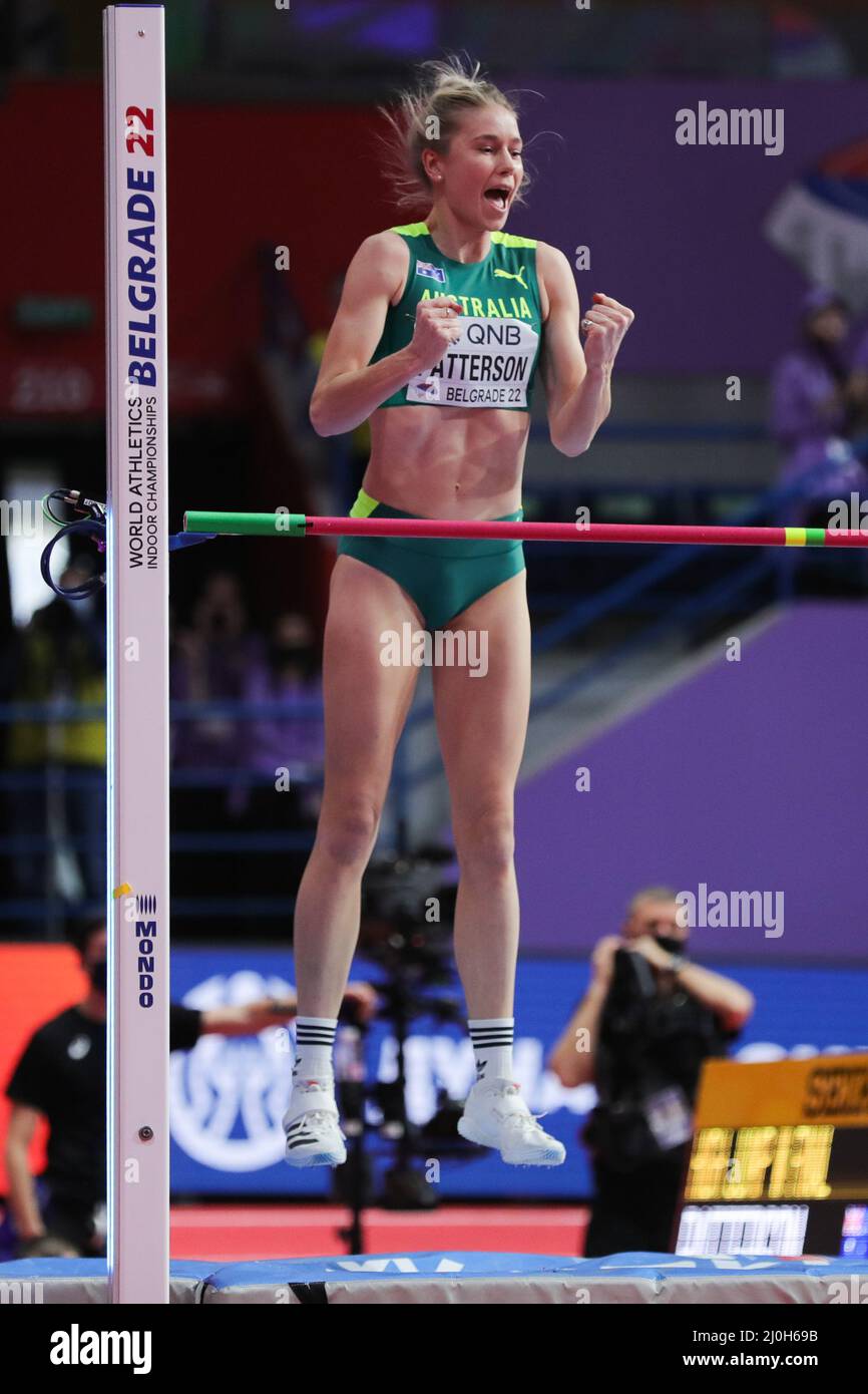 Belgrade, Serbia. 19th Mar, 2022. Eleanor Patterson of Australia reacts