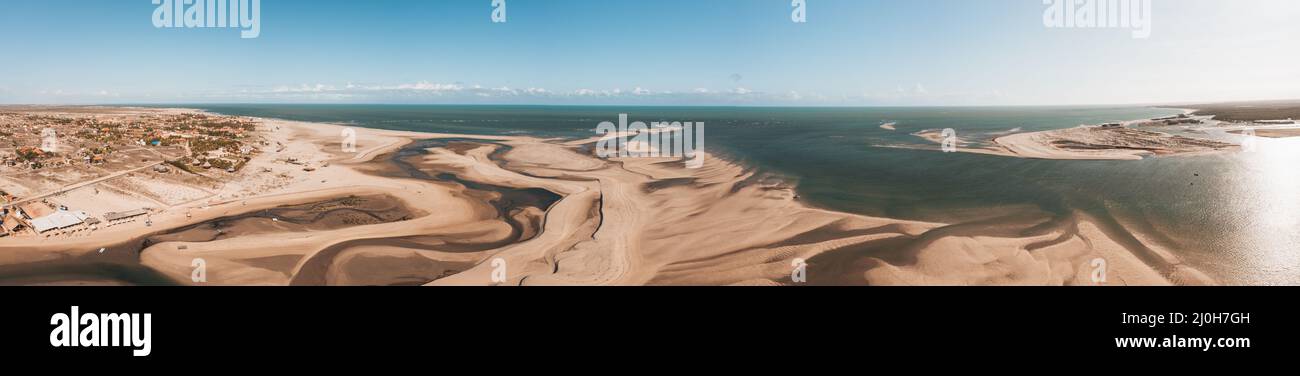 Beautiful landscape of a sandy beach on a sunny morning Stock Photo
