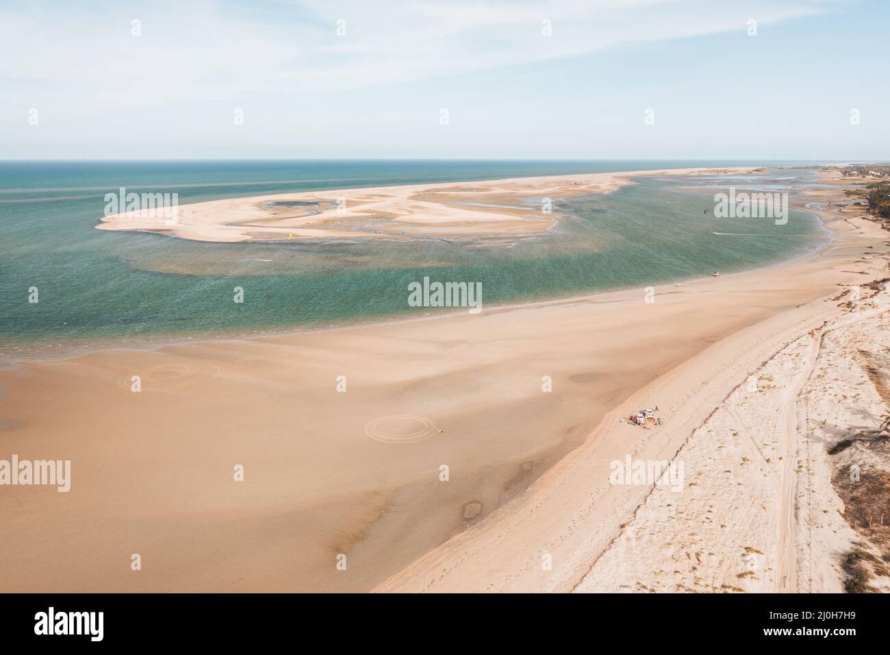Beautiful landscape of a sandy beach on a sunny morning Stock Photo