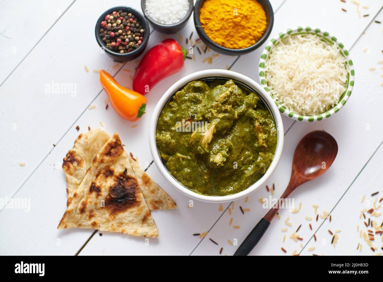 Traditional South Indian Korai Chicken Curry with Mint and Coriander