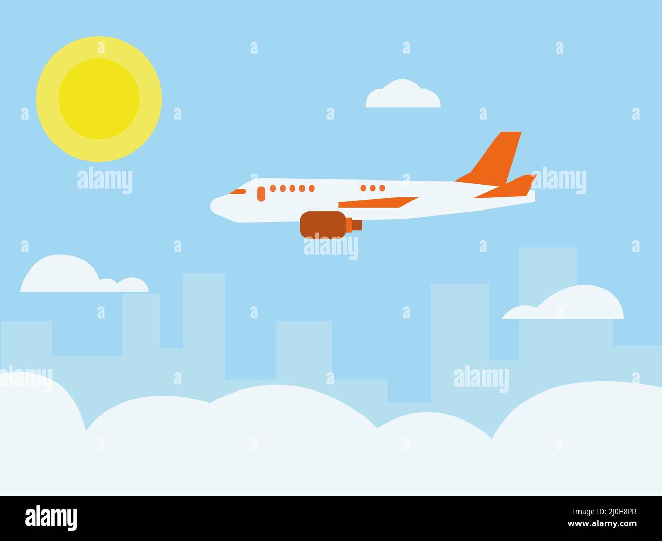 Illustration of an airplane in a blue sky Stock Photo - Alamy