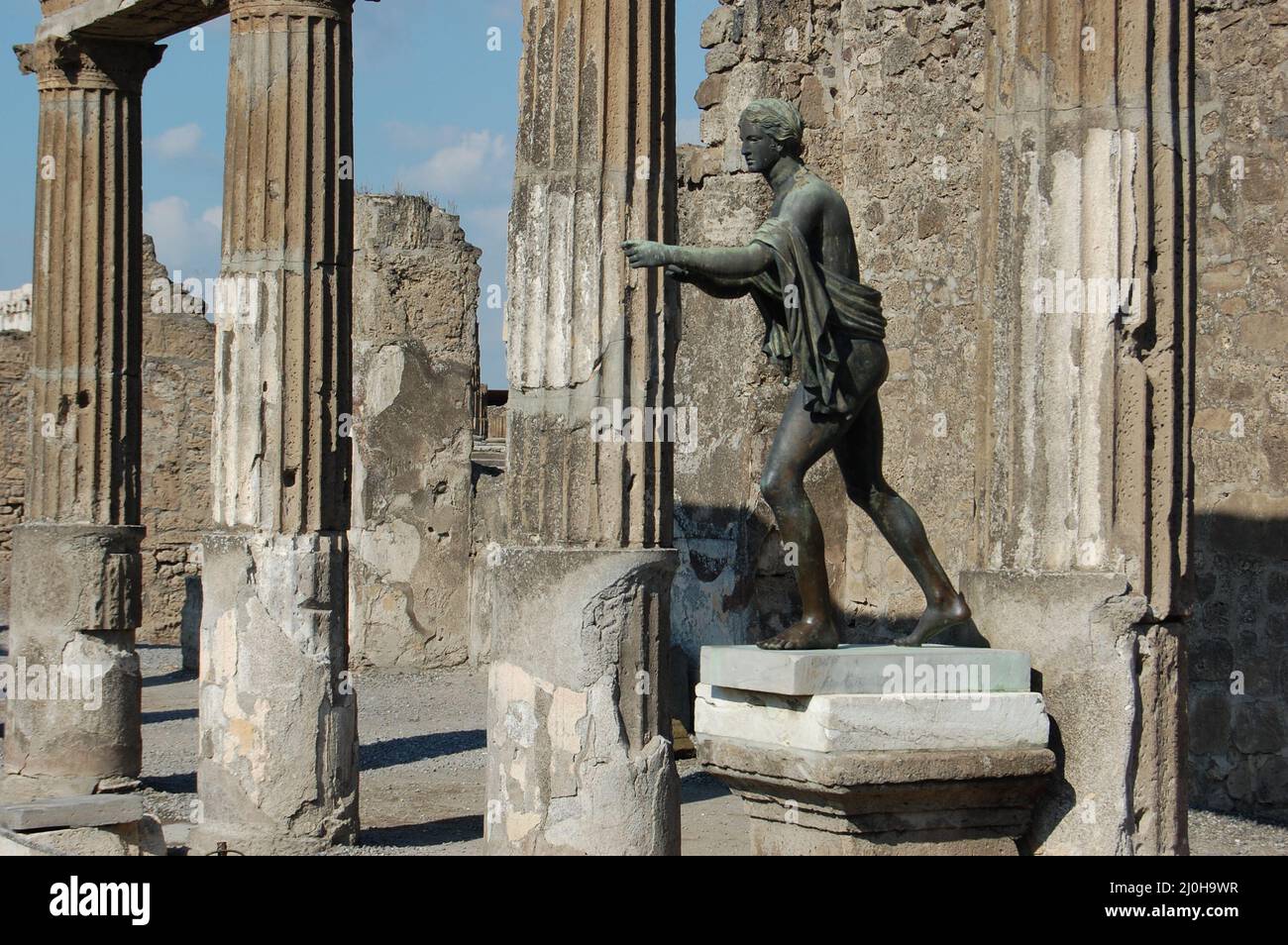 Italy, bronze statue of Apollo in a temple of Pompeii which was