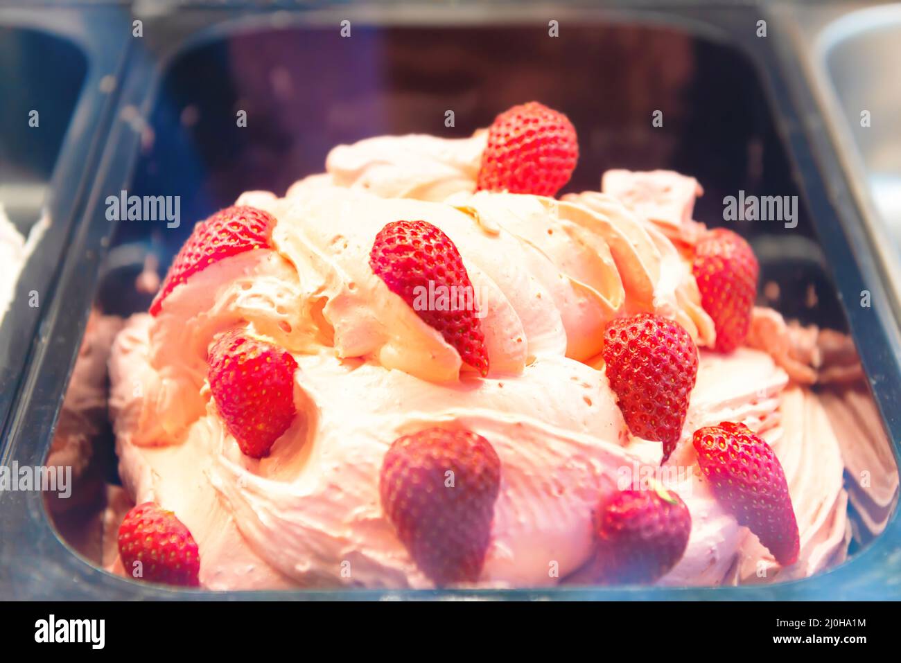 Icecream with strawberry favour Stock Photo