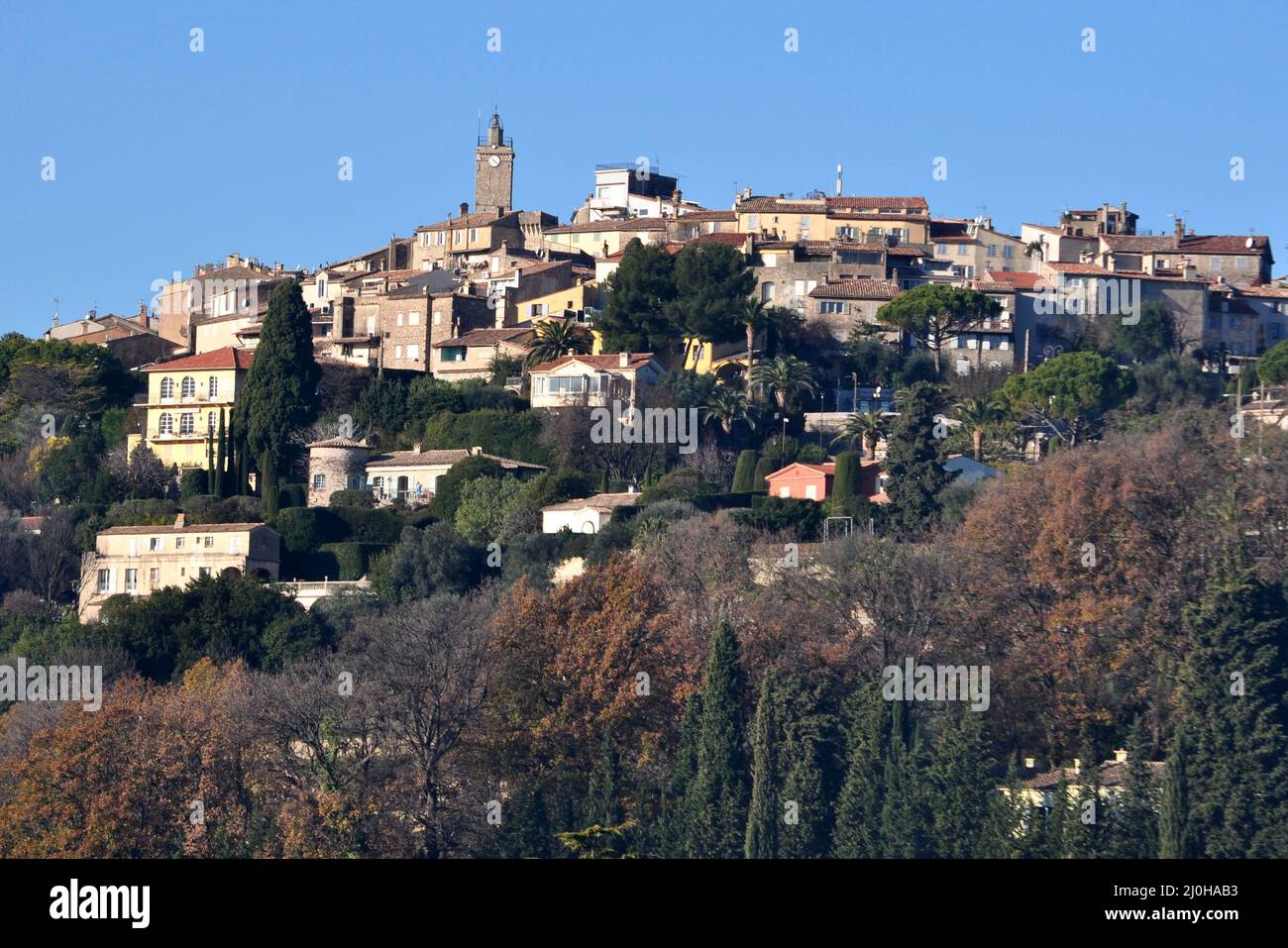 France, french riviera, Mougins, this beautiful medieval village stand between pines and olives trees, Pablo Picasso leave there 15 years. Stock Photo