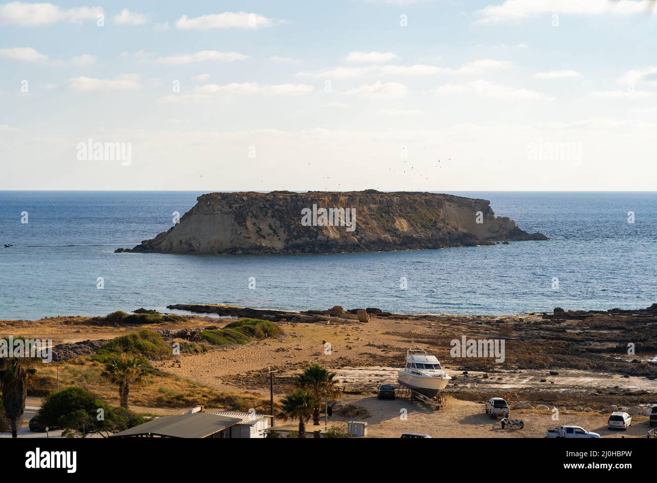 Yeronisos, Geronisos, small island lying of the west coast of Cyprus. Agios Georgios island. Akamas. Uninhabited island of Yeron Stock Photo