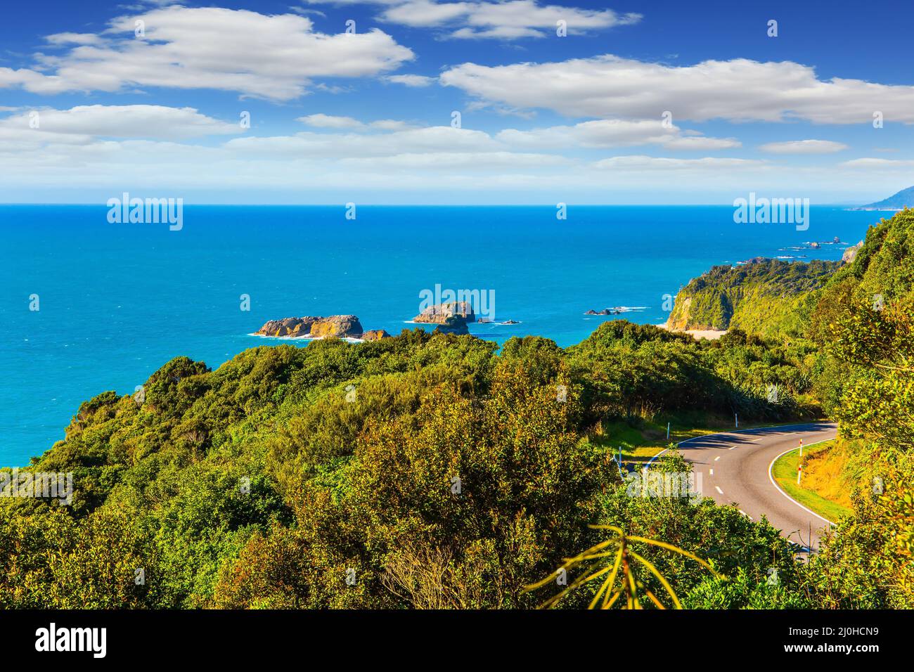 Sharp turn on the Pacific Highway Stock Photo