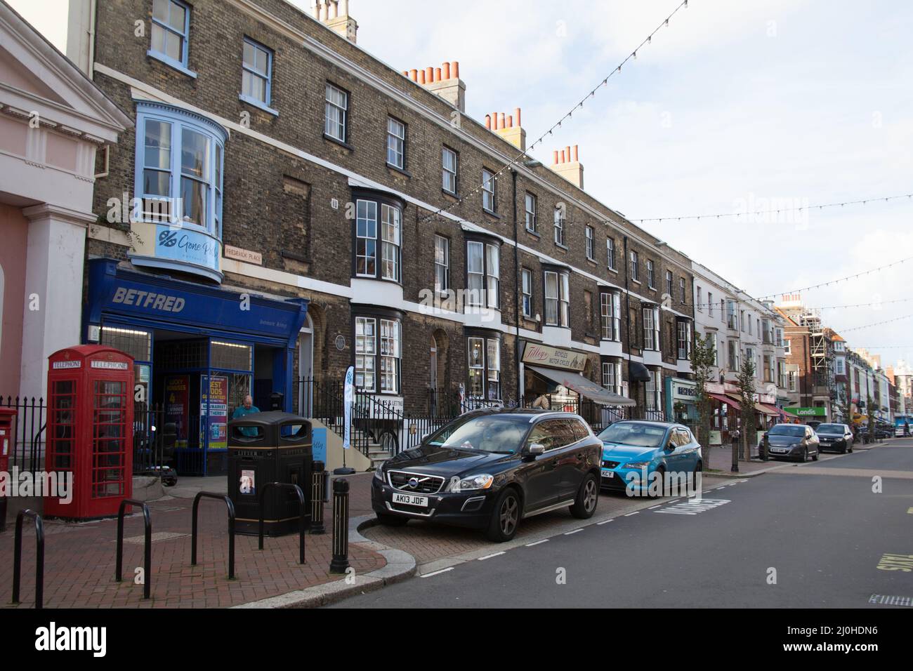Views of Frederick Place, Weymouth in Dorset in the UK Stock Photo