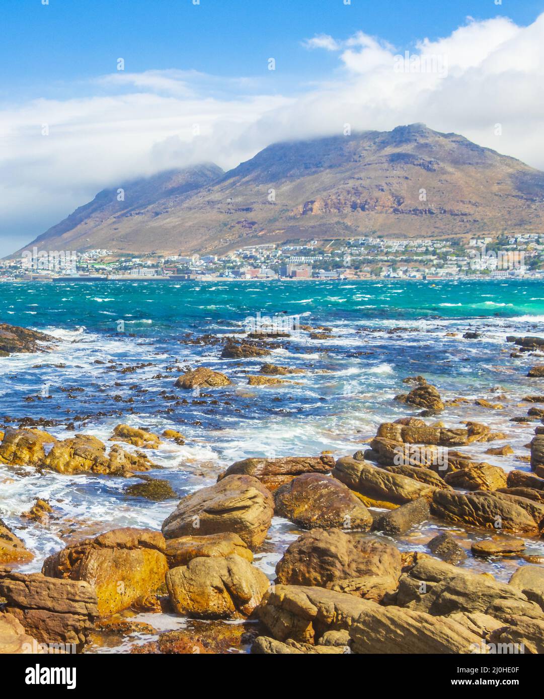 False Bay rough coast landscape Town Cape Town South Africa Stock Photo
