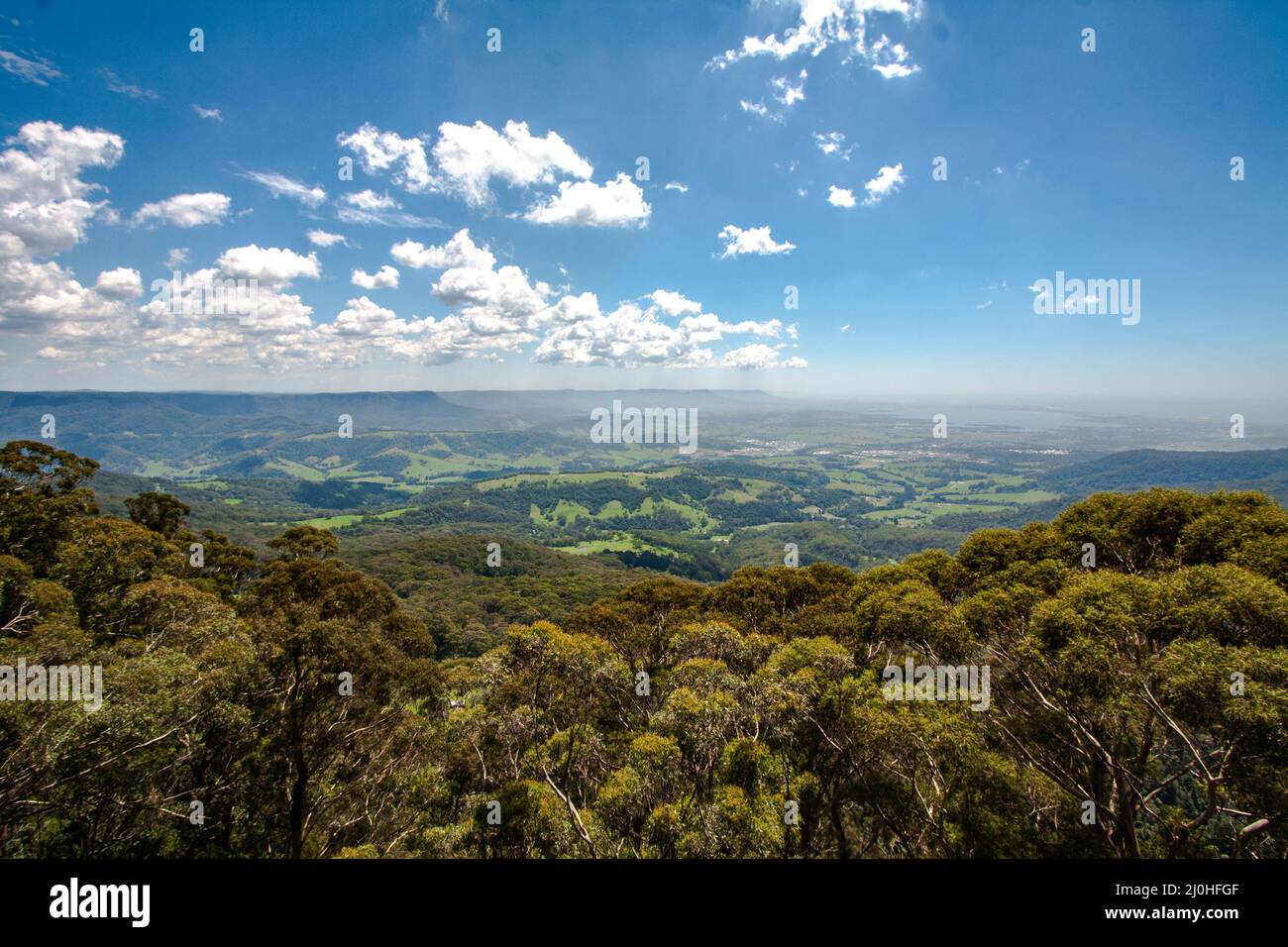 Beautiful landscapes of the Budderoo National Park viewed from Jamberoo Lookout in NSW, Australia Stock Photo
