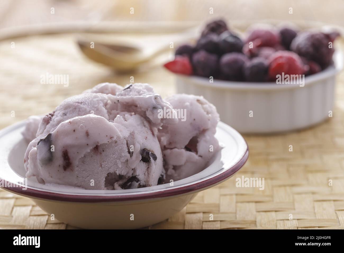 Delicious cherry chocolate chunk ice cream Stock Photo Alamy