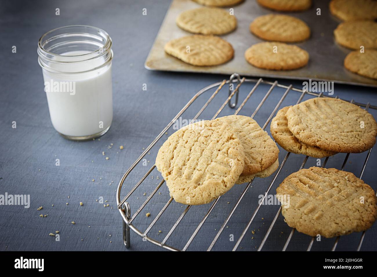 Cookies on a cooling rack. Stock Photo