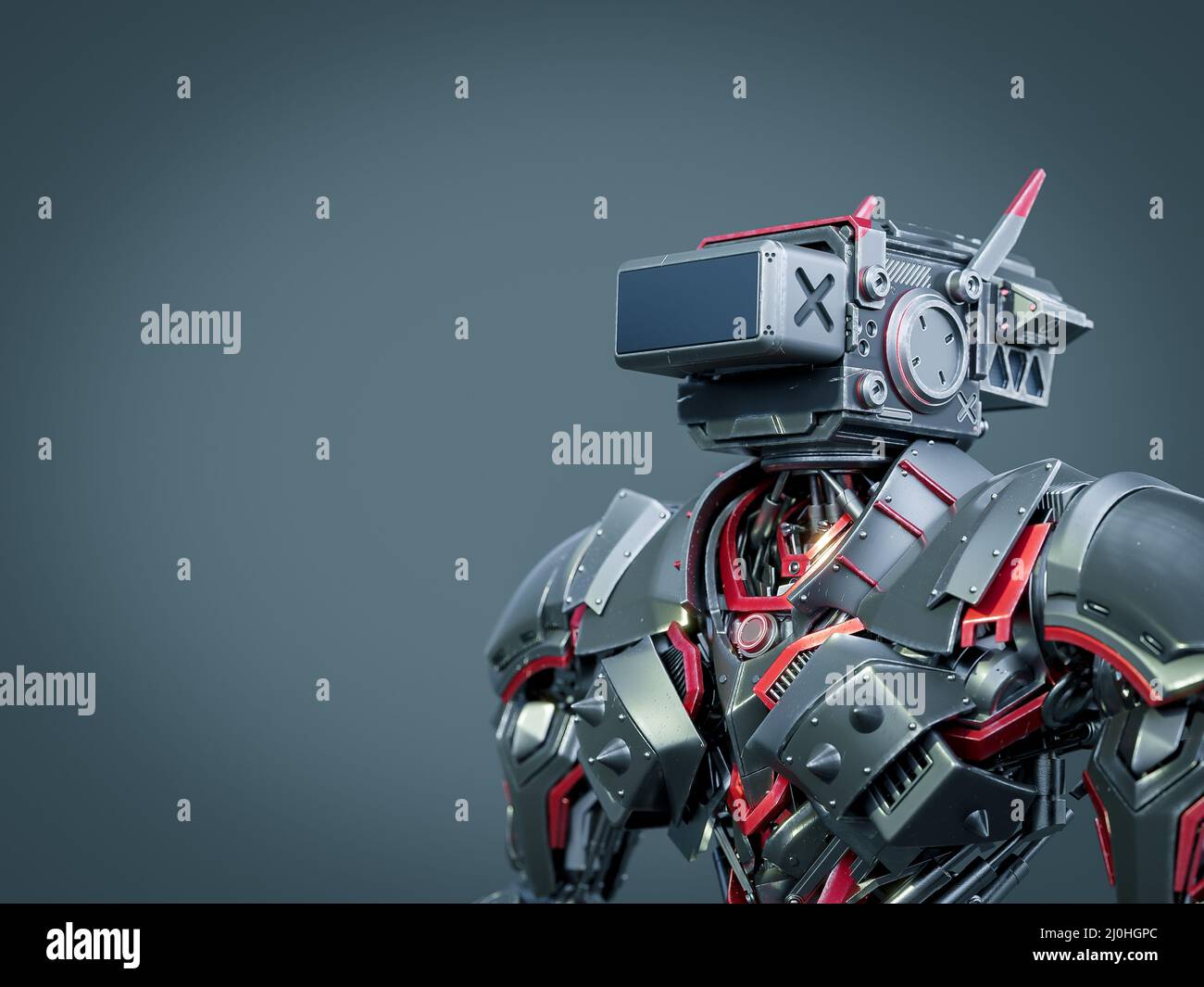 Future robot with metaverse digital cyber world technology.3d rendering Stock Photo