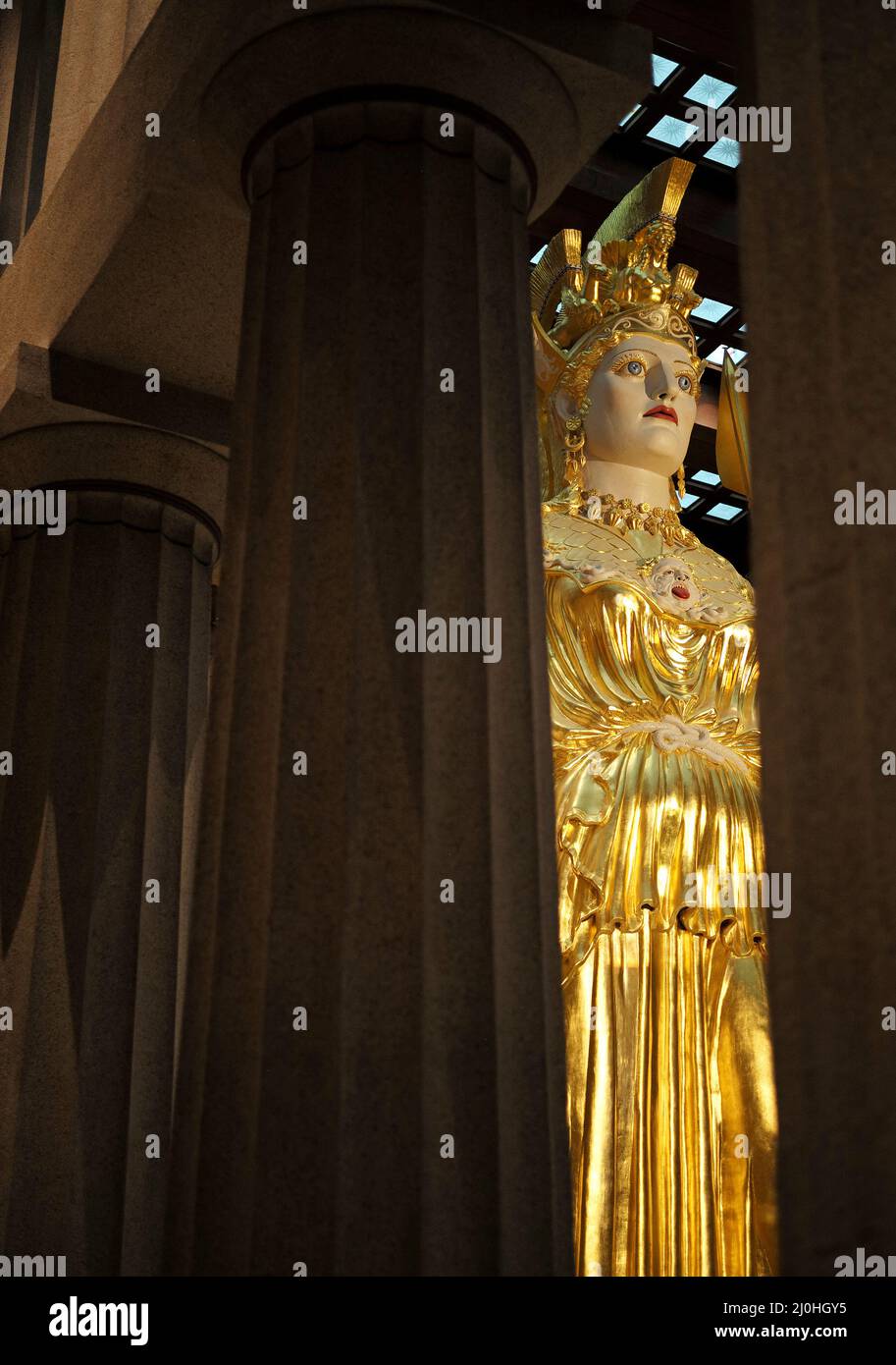 42 ft high statue of Athena Parthenos at The Parthenon in Centennial Park, Nashville, TN. Stock Photo