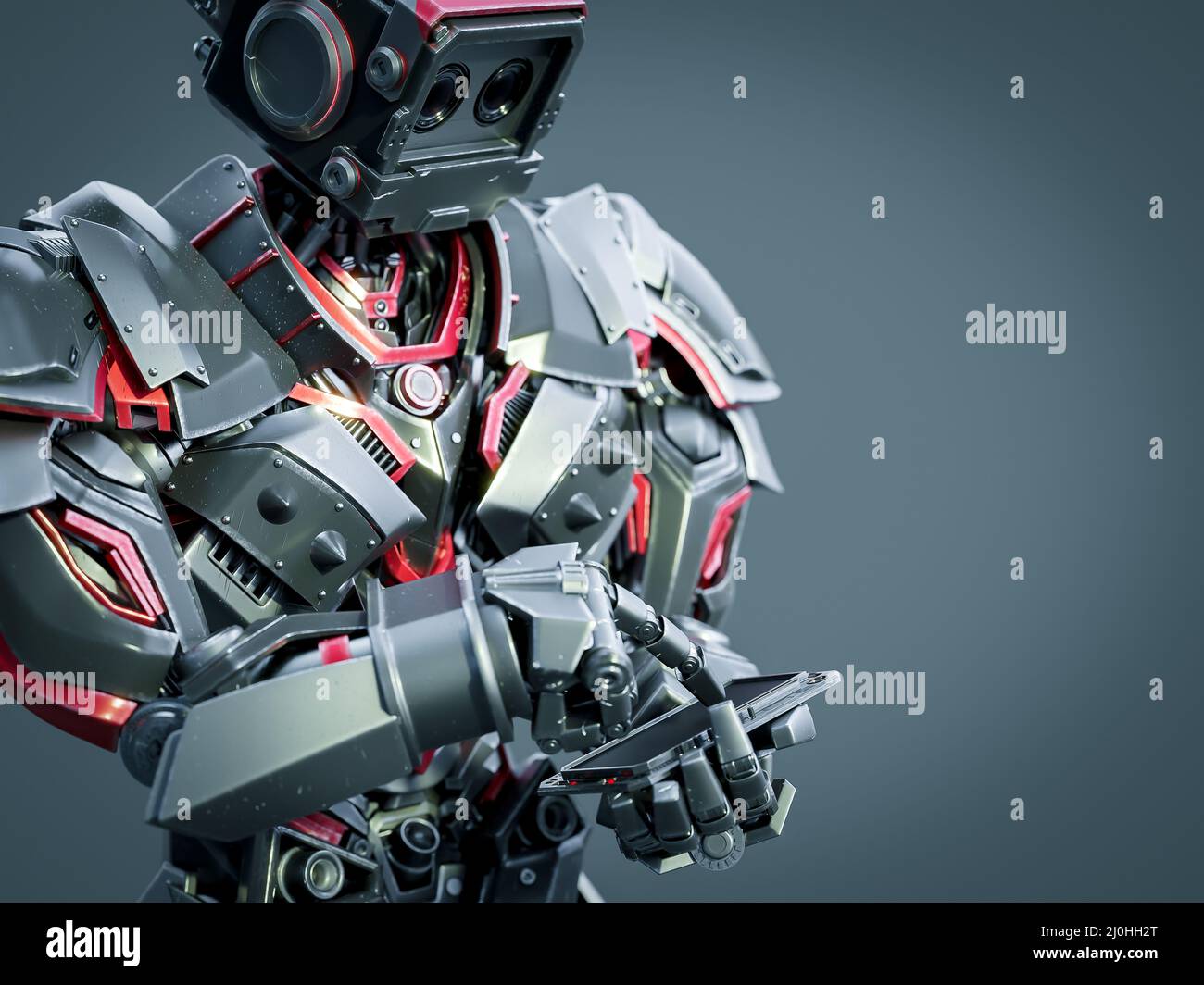 Future robot with metaverse digital cyber world technology.3D rendering Stock Photo