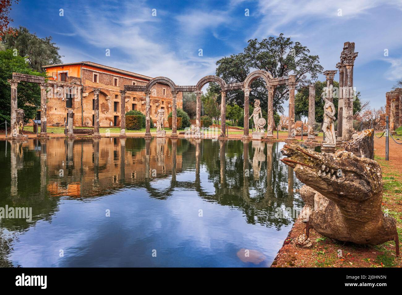 Hadrian's Villa in Tivoli, Italy at the Canopus. Stock Photo