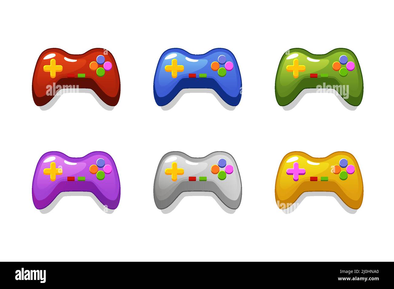 Set multicolored isolated joysticks for computer games Stock Vector