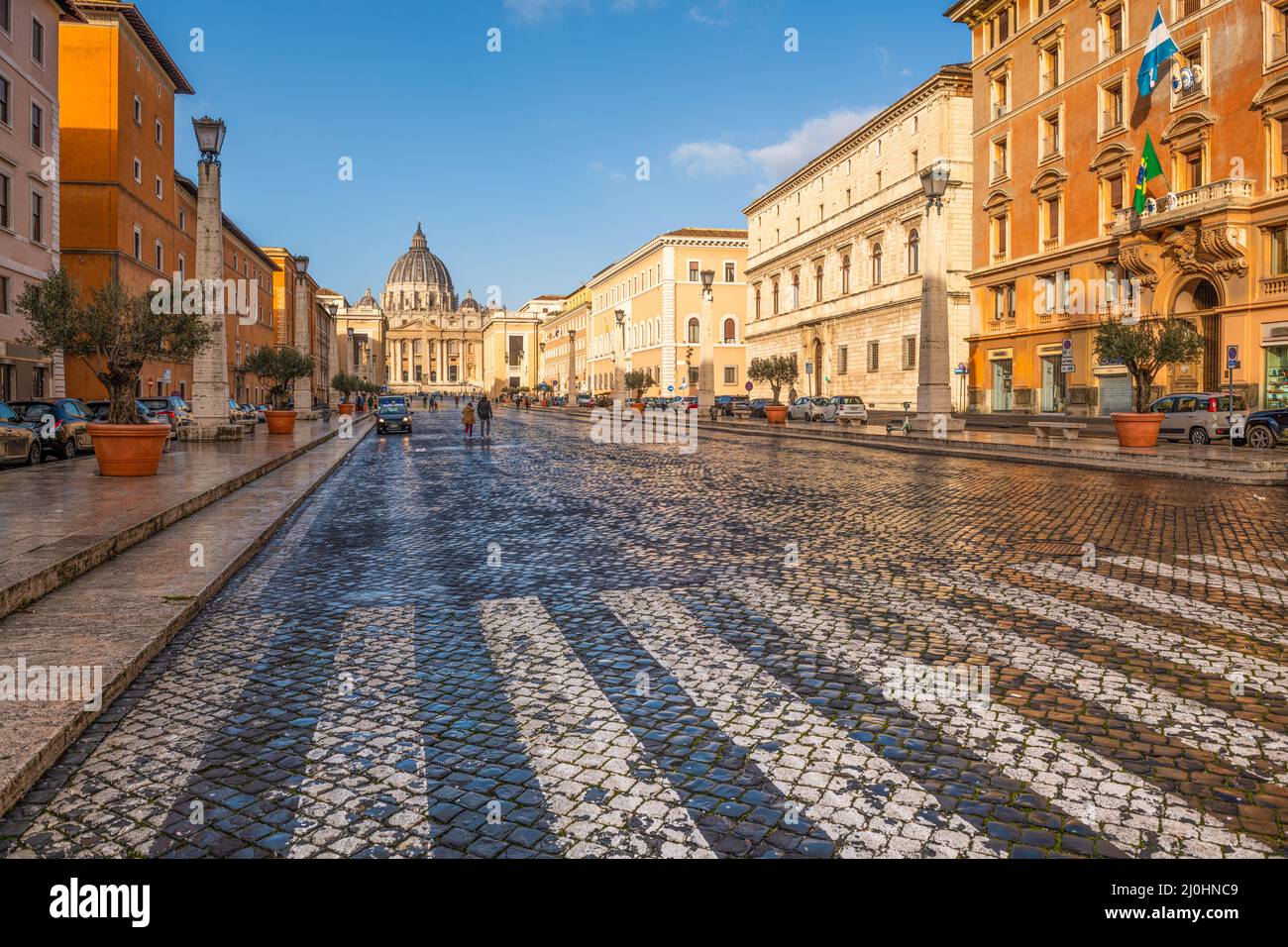 Vatican City on the road in the morning. Stock Photo