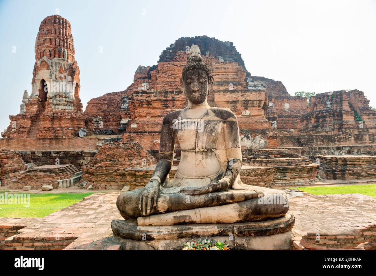 Ruins of old historical and religious capital Ayutthaya in Thailand Stock Photo