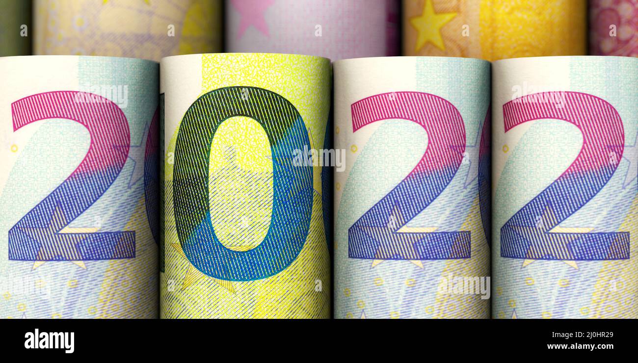 Year 2022 from euro notes Stock Photo