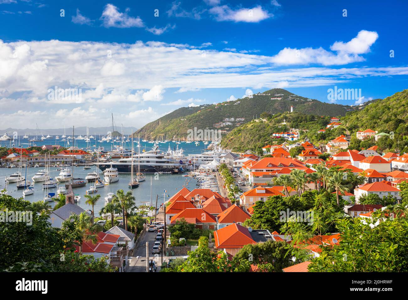 Gustavia, St. Barths town skyline at the harbor Stock Photo - Alamy
