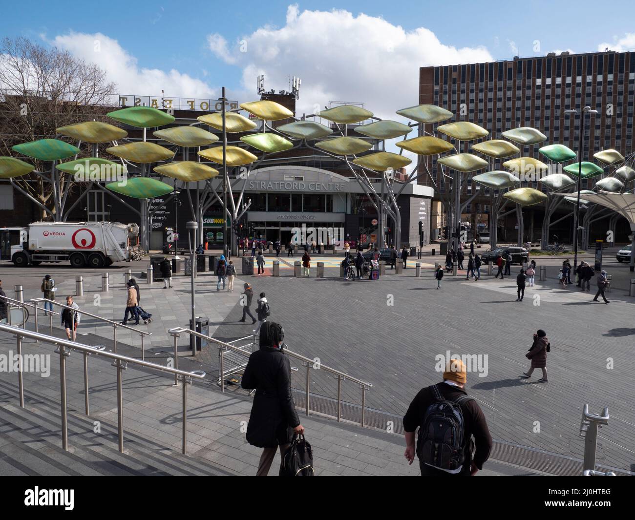 Stratford London UK, Stratford centre shopping mall with The Shoal ...