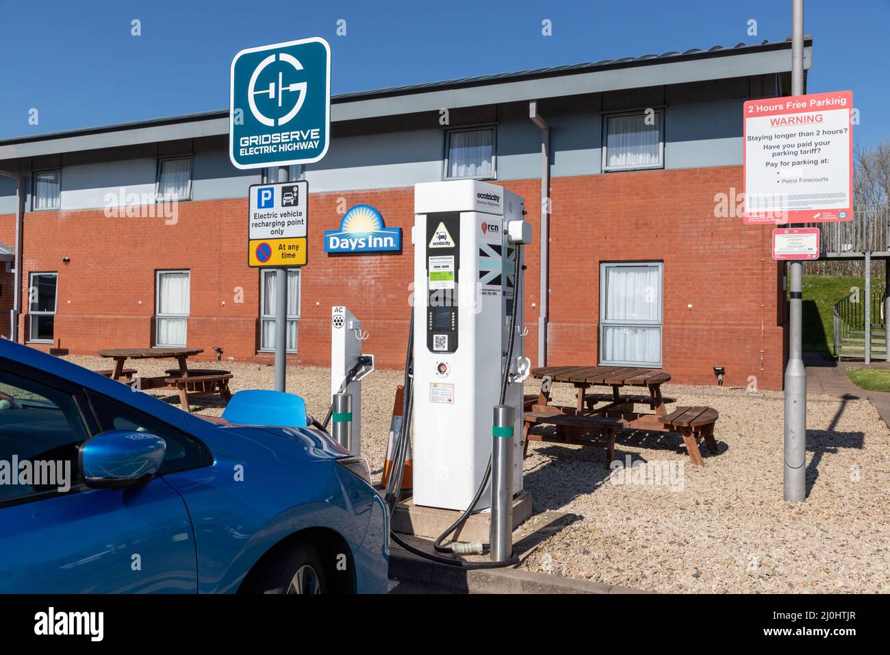 Telford, UK 19th March 2022 Electric vehicle charging on the