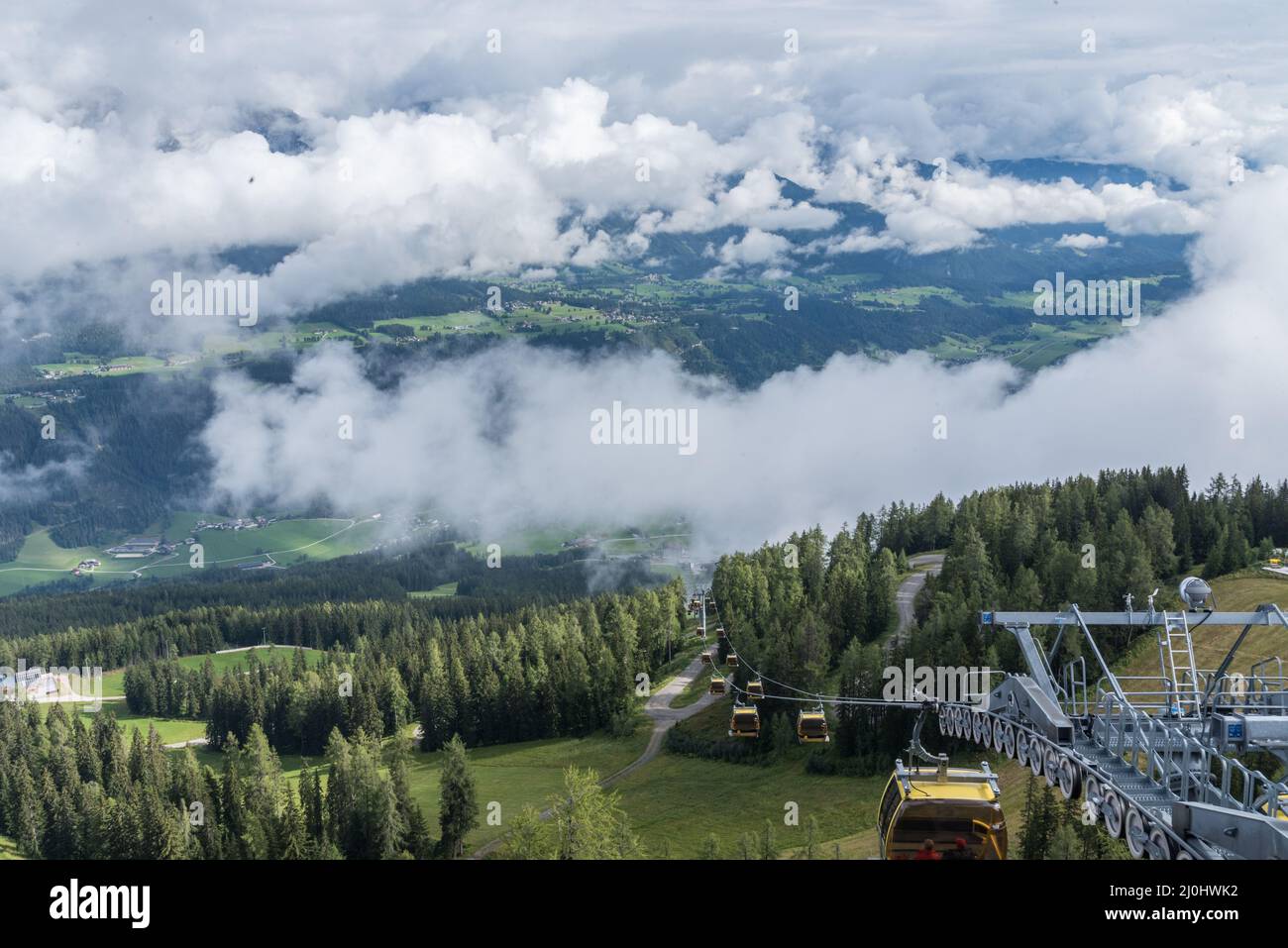 Gondola cable car to the mountain summit - Dachstein area, Austria Stock Photo