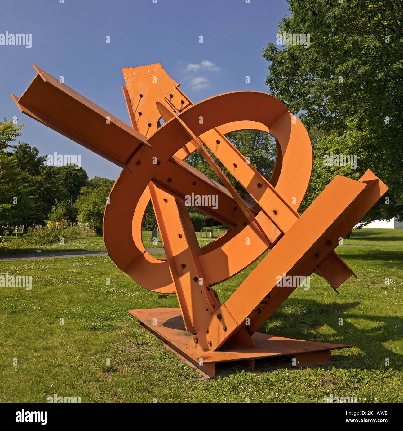 Artwork by Mark di Suvero with the title Racine du Naos, sculpture park, Cologne, Germany, Europe Stock Photo