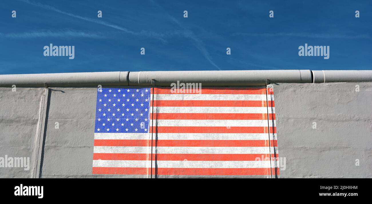 Wall with US-flag Stock Photo