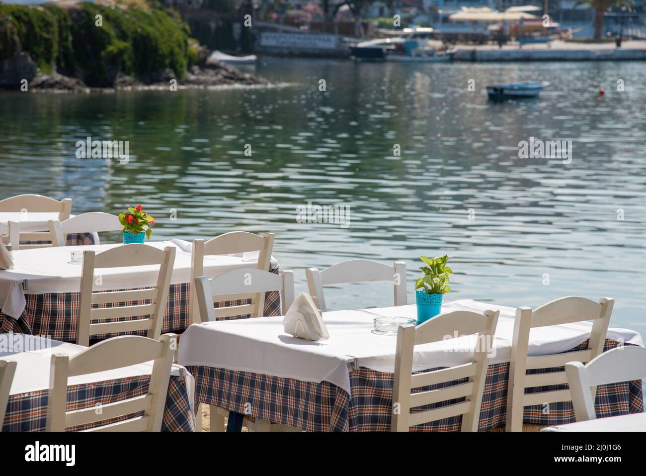 Traditional Cretan Food Restaurant at chalkidiki area in Greece. Stock Photo