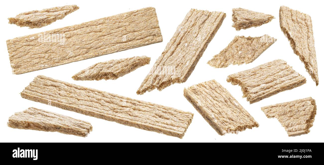 Crunchy rye crispbreads isolated on white background Stock Photo