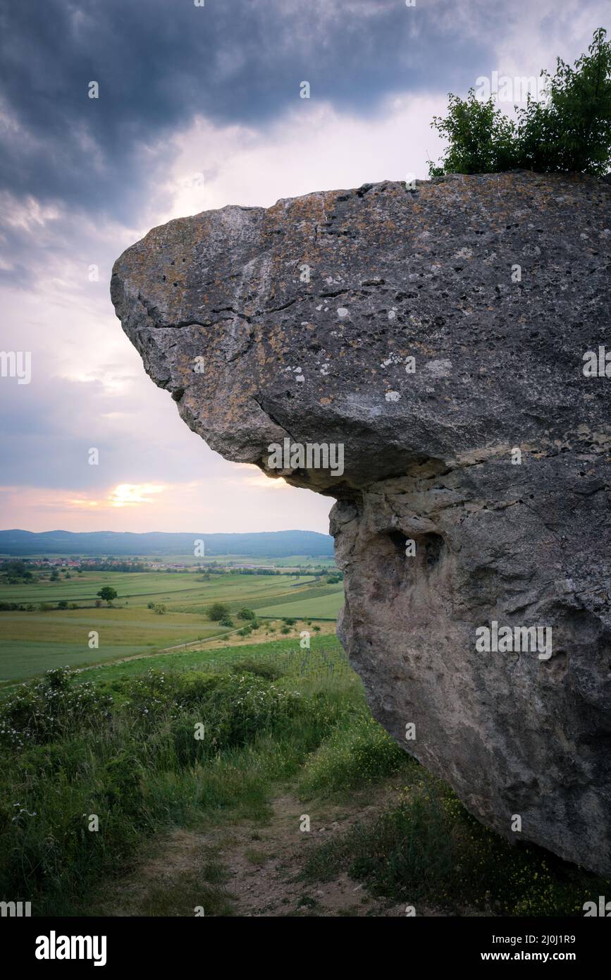 Hoelzlstein rock, Oggau am Neusiedler See, Northern Burgenland, Burgenland, Austria Stock Photo