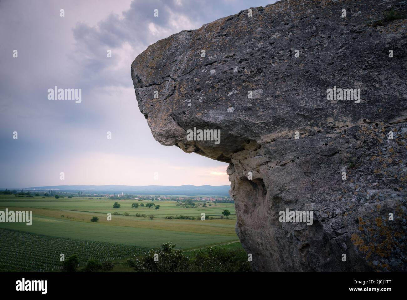 Hoelzlstein rock, Oggau am Neusiedler See, Northern Burgenland, Burgenland, Austria Stock Photo