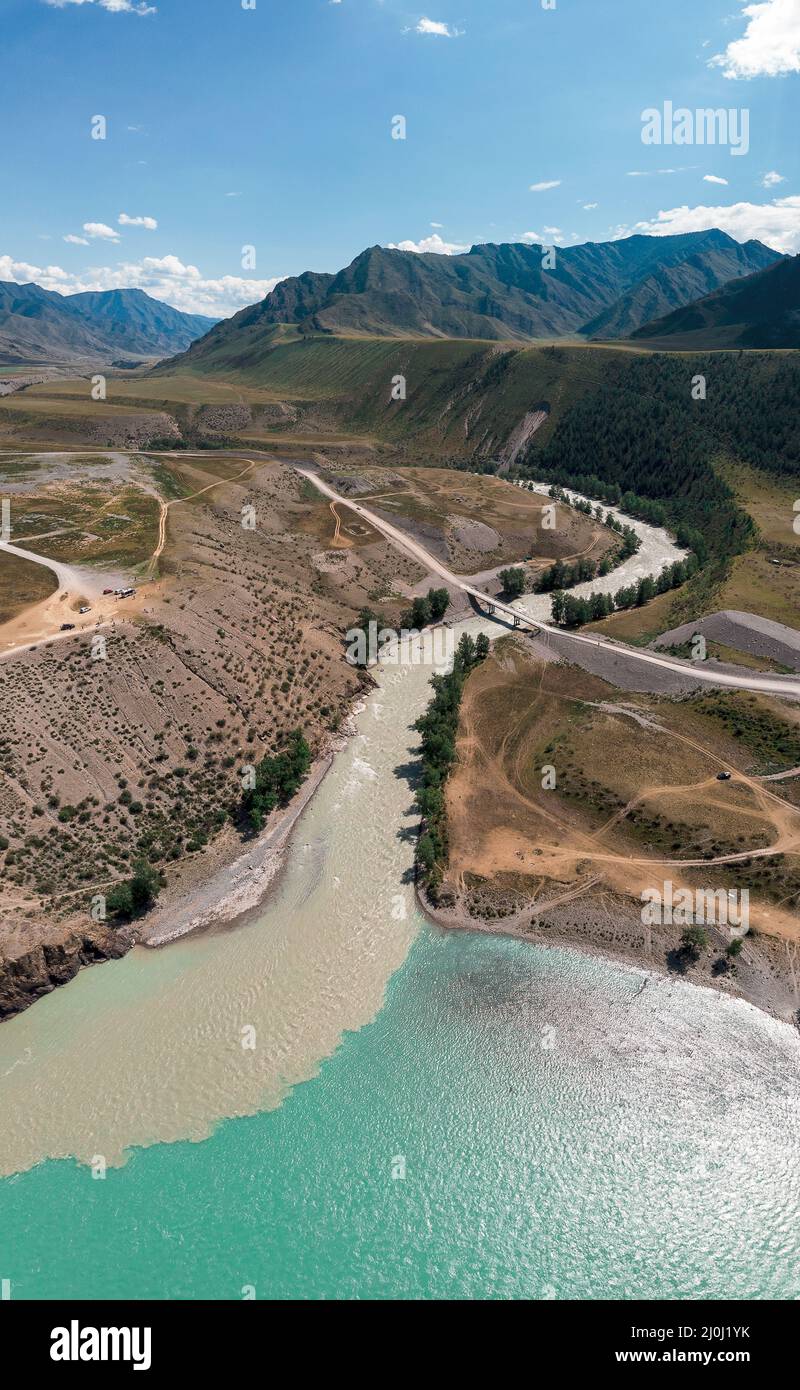 The confluence of two rivers Stock Photo - Alamy