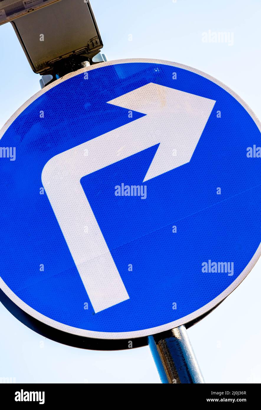 Blue traffic sign white arrow hires stock photography and images Alamy