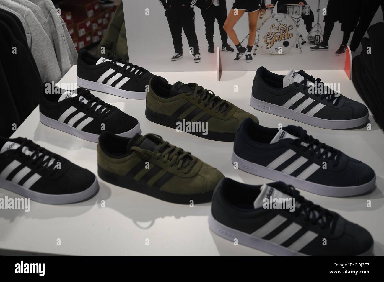 Copenhagen/Denmark/.19 .March 2022/.Adidas sneakers display for sale in store in Copenhagen (Photo..Francis Dean/Dean Pictures Stock Photo - Alamy