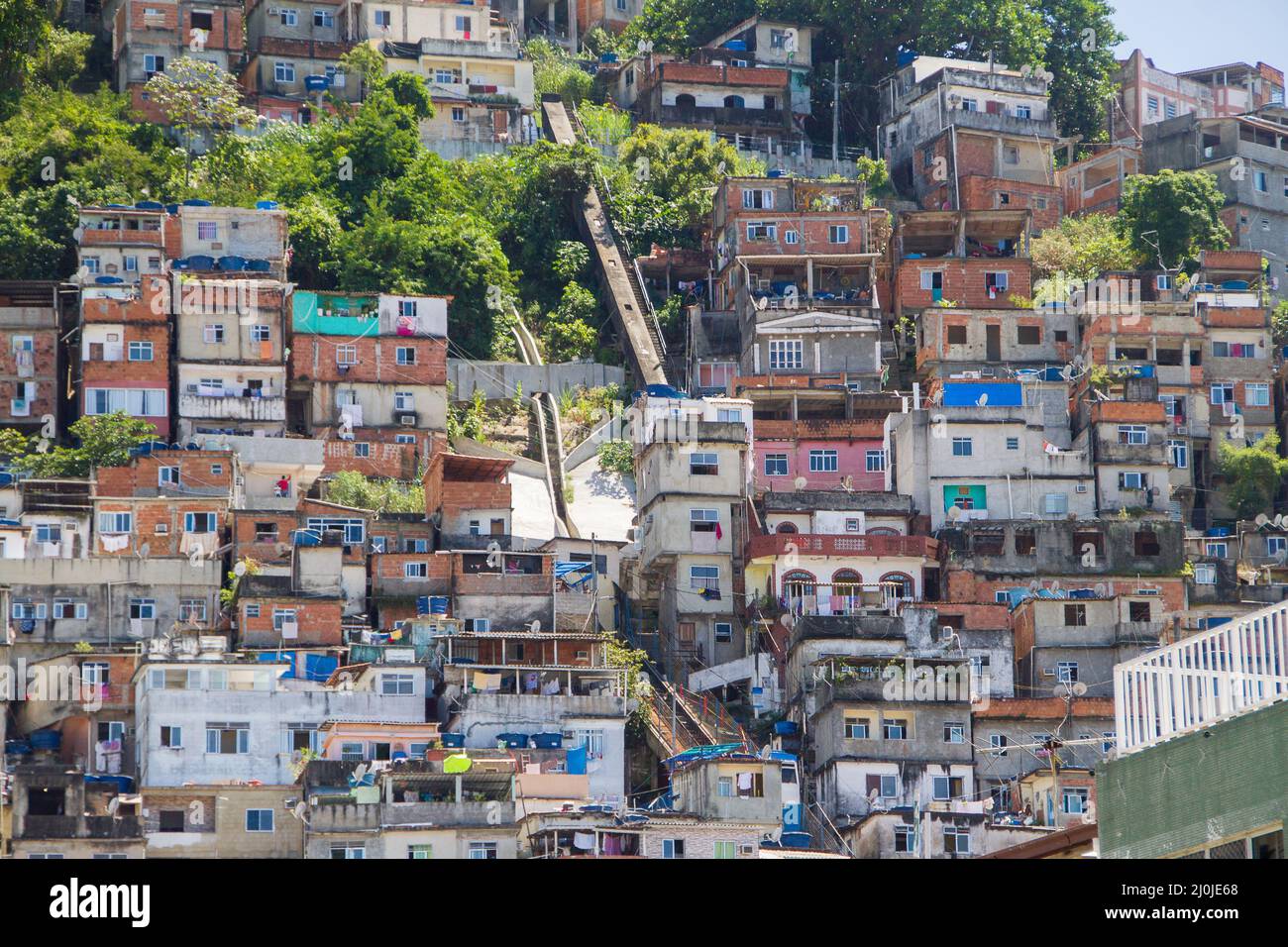 View of the peacock favela in the Copacabana neighborhood in Rio de Janeiro, Brazil. Stock Photo