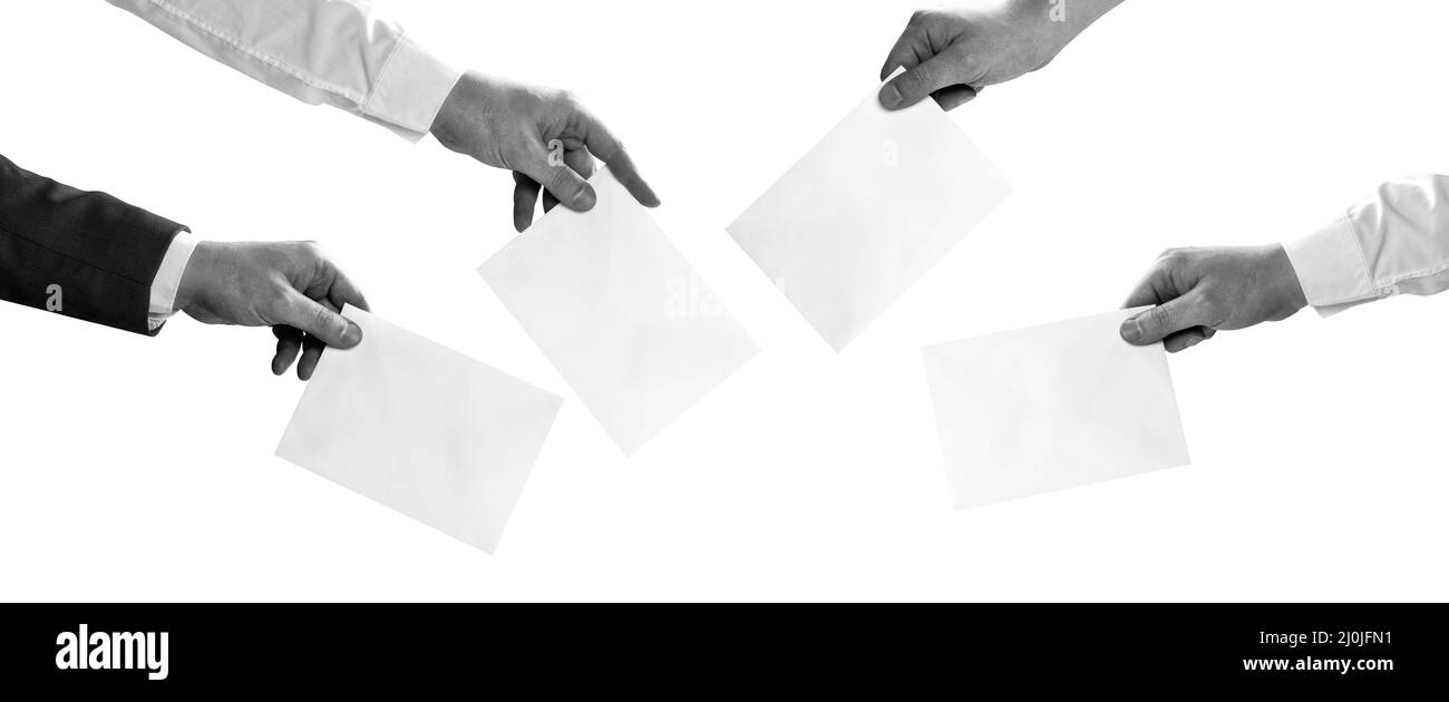 Vote on democratic elections, referendum. Make right choice. Stock Photo