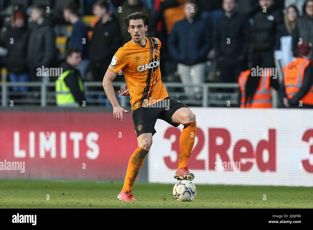 Jacob Greaves #4 of Hull City in action during the game in, on 3/19/2022. (Photo by David Greaves/News Images/Sipa USA) Credit: Sipa USA/Alamy Live News Stock Photo