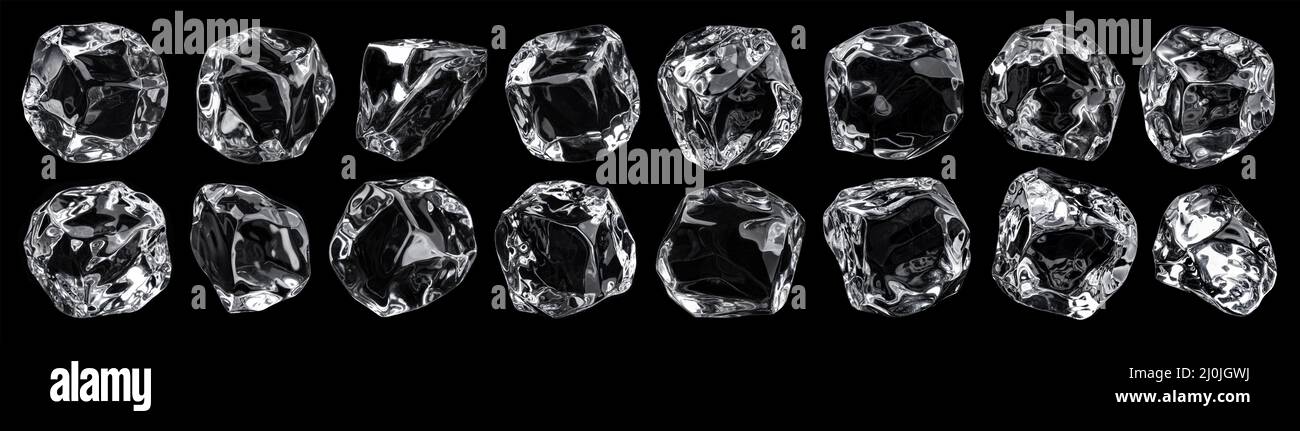 Ice cubes isolated on black background Stock Photo - Alamy