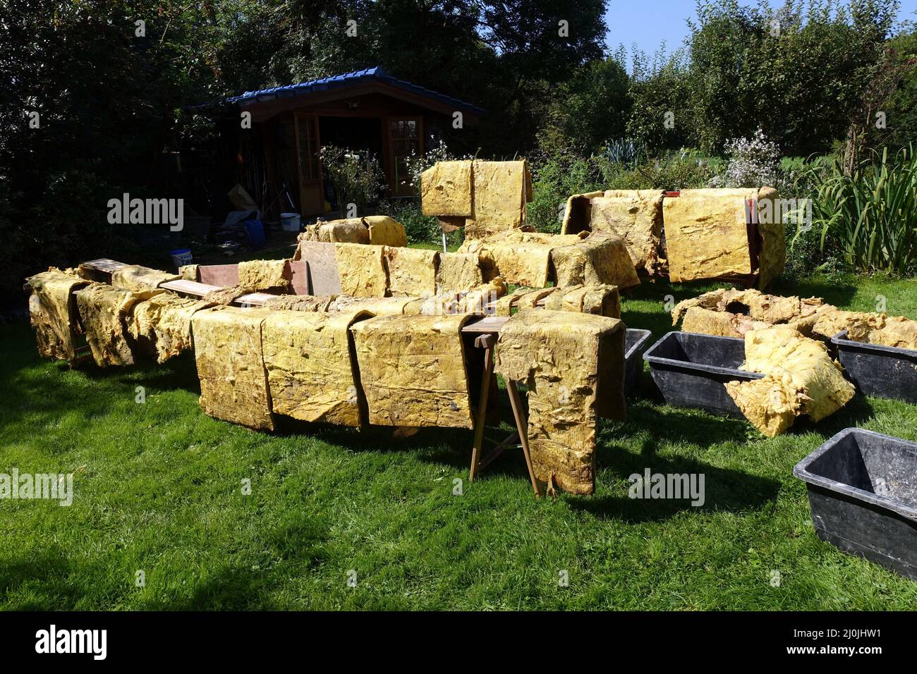 Wet screed insulation is dried before disposal Stock Photo Alamy