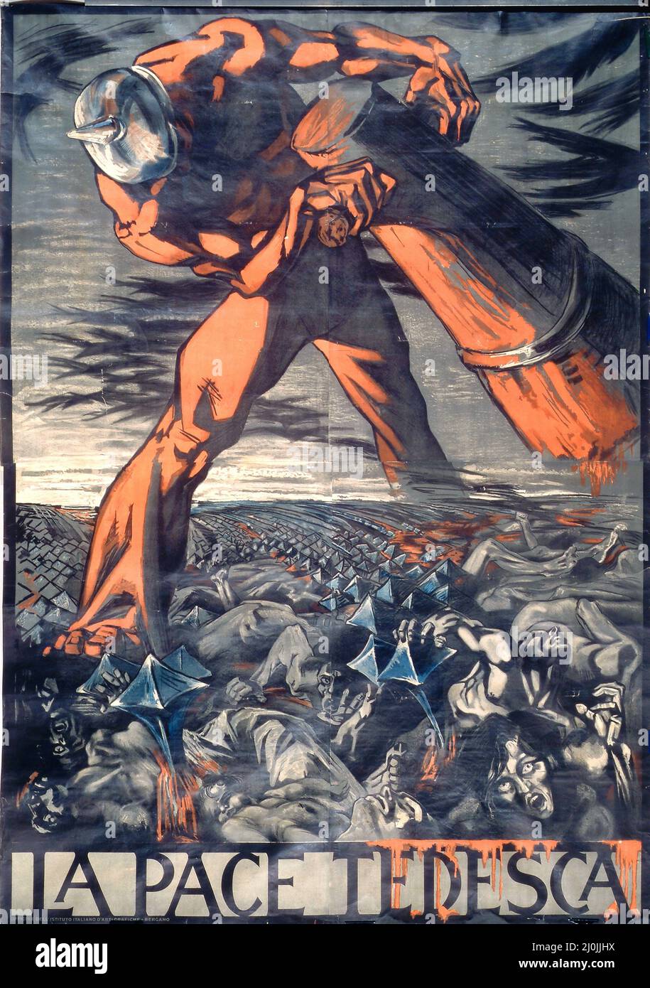 La pace tedesca - The German Peace. Canevari, Silvio, 1893-1931 Artist. Bergamo, Italy : Italian Institute of Graphic Arts, 1918. Stock Photo