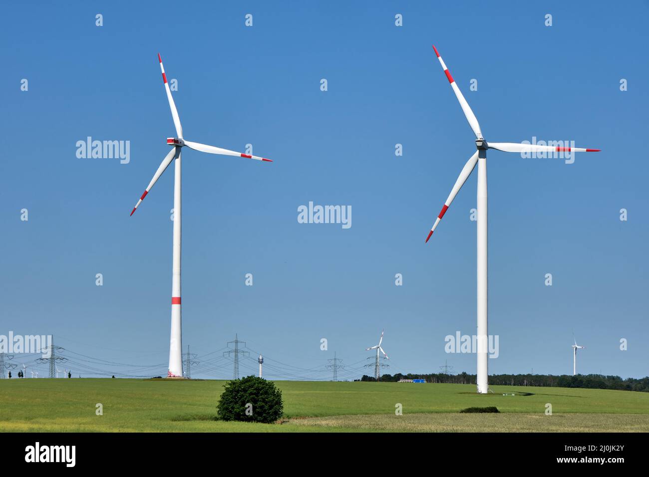 Modern wind energy turbines on a sunny day in Germany Stock Photo - Alamy