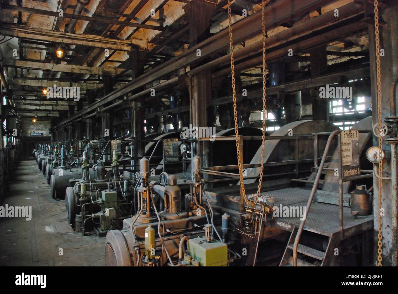 Interior view of old factory building Stock Photo