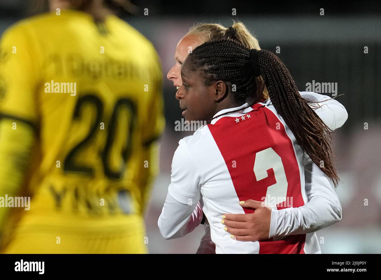 DUIVENDRECHT, NETHERLANDS - MARCH 19: Liza van der Most of Ajax celebrating during the Toto KNVB cup women semifinal match between Ajax and Excelsior at De Toekomst on March 19, 2022 in Duivendrecht, Netherlands (Photo by Patrick Goosen/Orange Pictures) Stock Photo